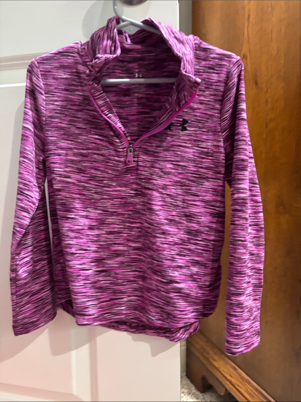 Under Armour Girls' Pink Space-Dye Quarter Zip Hoodie